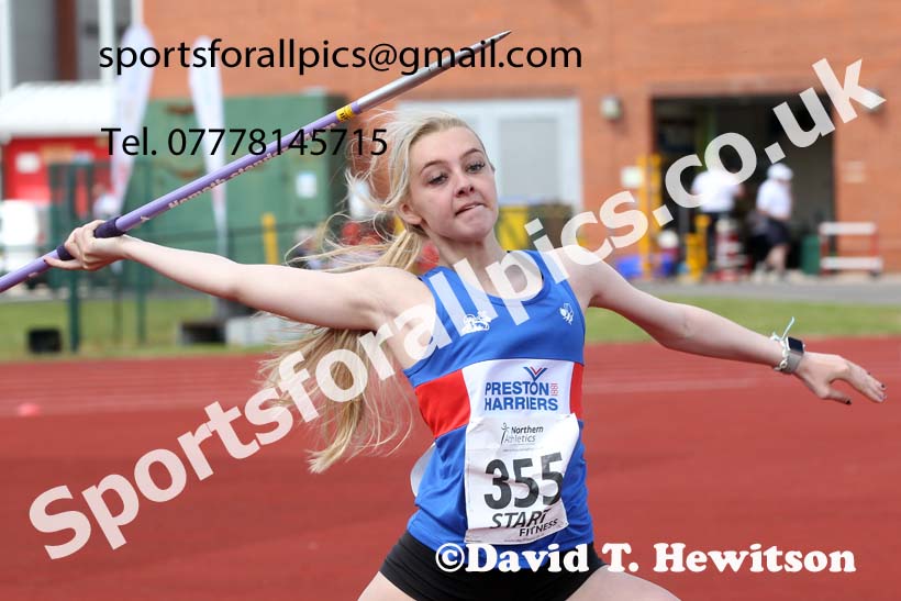 Womens under-20s javelin, 2021 Northern Senior and Under-20s Champs., Leigh. Photo: David T. Hewitson/Sports for All Pics